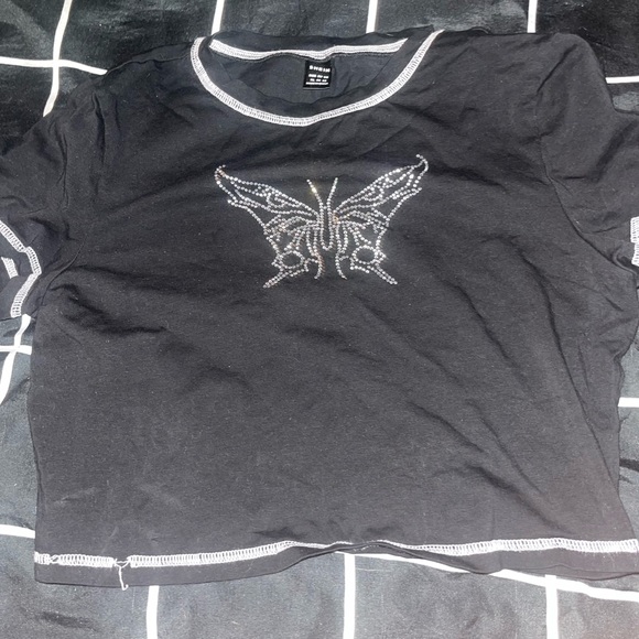 Butterfly Rhinestone Cropped Tee - Picture 2 of 2